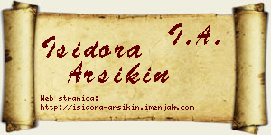 Isidora Arsikin vizit kartica
